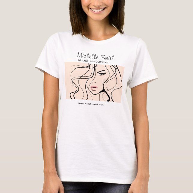 Minimalistisk Pastel Peach Elegant Feminine Makeup T Shirt (Framsida)