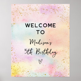 Minimalistisk Pastel Rainbow Guld födelsedag Poster