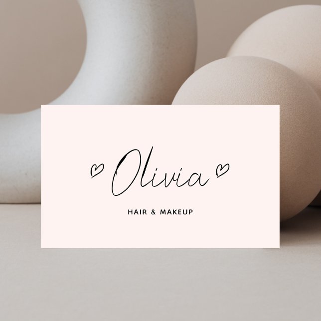 Minimalistisk Pastel-Rosa för skriptreferenser Visitkort (Skapare uppladdad)