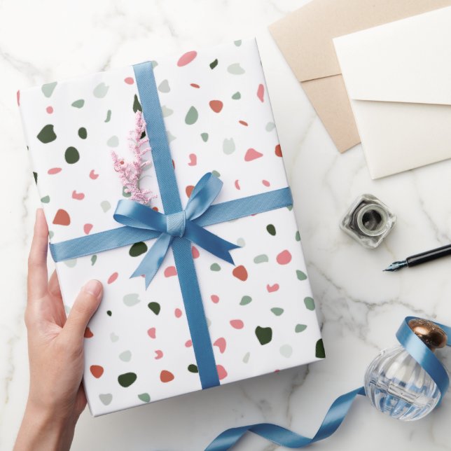 Minimalistisk Pastel  Rosa Grått Terrazzo Gift Presentpapper (Gåvor)