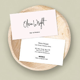 Minimalistisk Pastel-Rosa, Namnteckning skript, Bu Visitkort