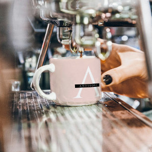 Minimalistisk Pastel Rosa Personlig Namn Espressomugg