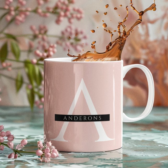 Minimalistisk Pastel Rosa Personlig Namn Kaffemugg (Skapare uppladdad)