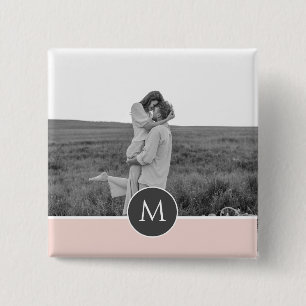 Minimalistisk Pastel Rosa Personlig Namn och foto Knapp