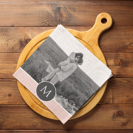 Minimalistisk Pastel Rosa Personlig Namn och foto Kökshandduk