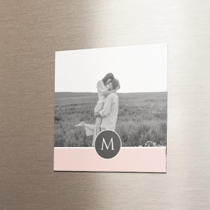 Minimalistisk Pastel Rosa Personlig Namn och foto Magnet