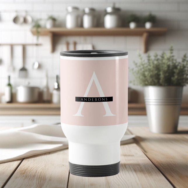 Minimalistisk Pastel Rosa Personlig Namn Resemugg (Skapare uppladdad)