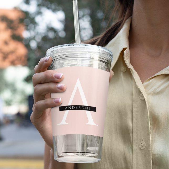Minimalistisk Pastel Rosa Personlig Namn Take Away Mugg (Skapare uppladdad)