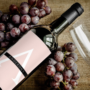 Minimalistisk Pastel Rosa Personlig Namn Vinflaska Etikett