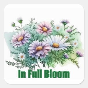 Minimalistisk Pastell Akvarell Blomsterbukett Pers Fyrkantigt Klistermärke