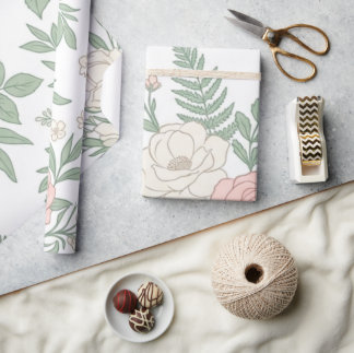 Minimalistisk pastell blomster Mönster Inpacknings Presentpapper