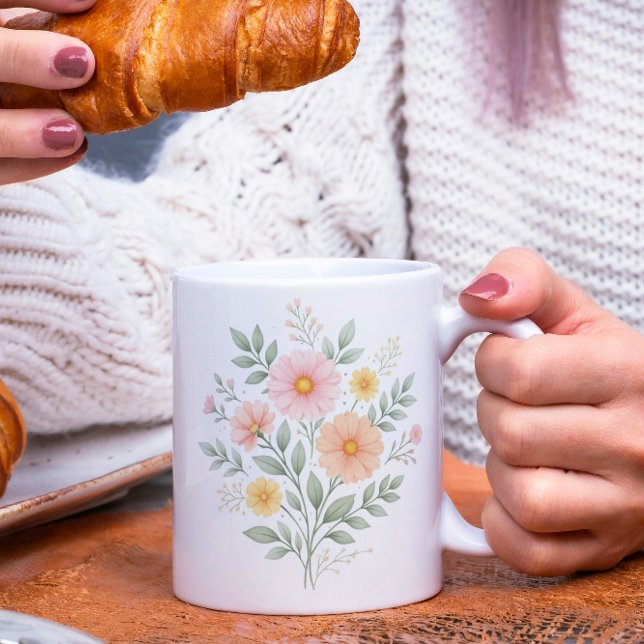 Minimalistisk Pastell Blomsterbukett Kaffemugg (Skapare uppladdad)