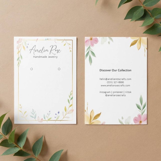 Minimalistisk Pastell Färg Blommig Örhänge Visning Visitkort (Chic Floral Earring Stand)