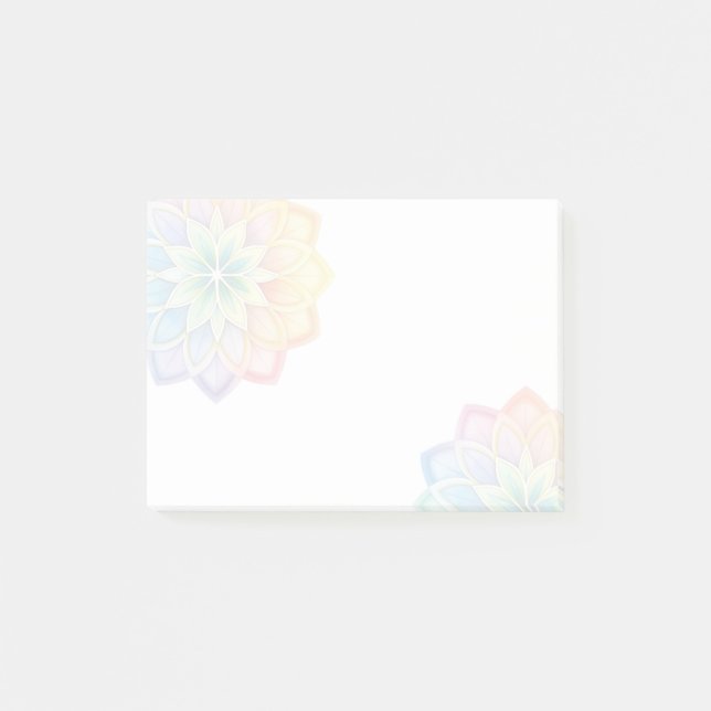 Minimalistisk Pastell Regnbåge Blommig Post-it Block (Framsida)