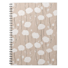 Minimalistisk Pastell Rosa Vit Blommig Mönster Anteckningsbok