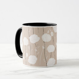 Minimalistisk Pastell Rosa Vit Blommig Mönster Mugg
