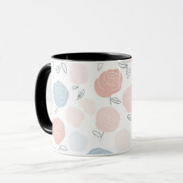 Minimalistisk Pastell Rosa Vit Blommig Mönster Mugg