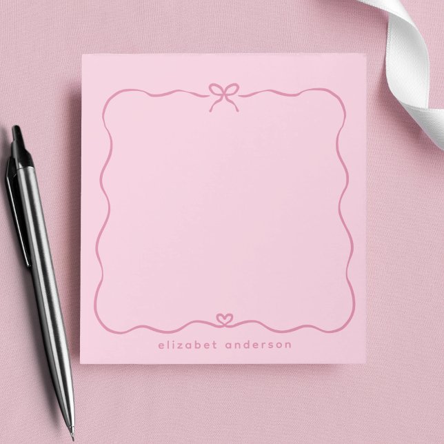 Minimalistisk Pastell Söt Båge Monogram Namn  Anteckningsblock (Skapare uppladdad)