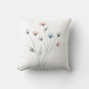 Minimalistisk Pastell Vildblomma Akvarell Kudde