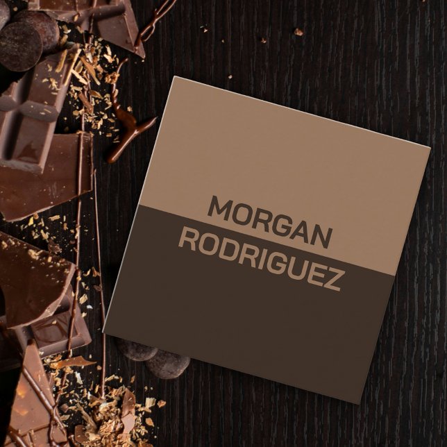 Minimalistisk pastellchoklad färg modern QR-kod Fyrkantigt Visitkort (Minimalist pastel chocolate colors modern QR code Square Business Card)