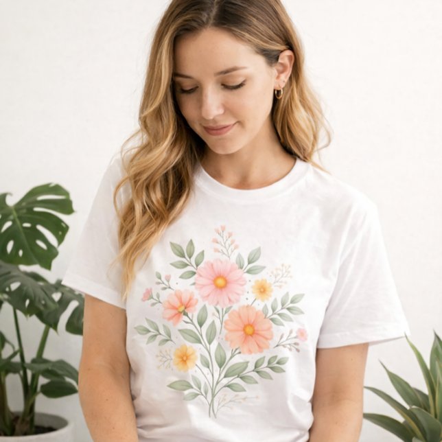Minimalistisk pastellfärgad blomsterbukett t shirt (Skapare uppladdad)