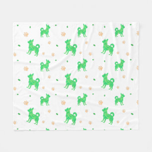Minimalistisk pastellgrön Chihuahua-siluettfilt Fleecefilt