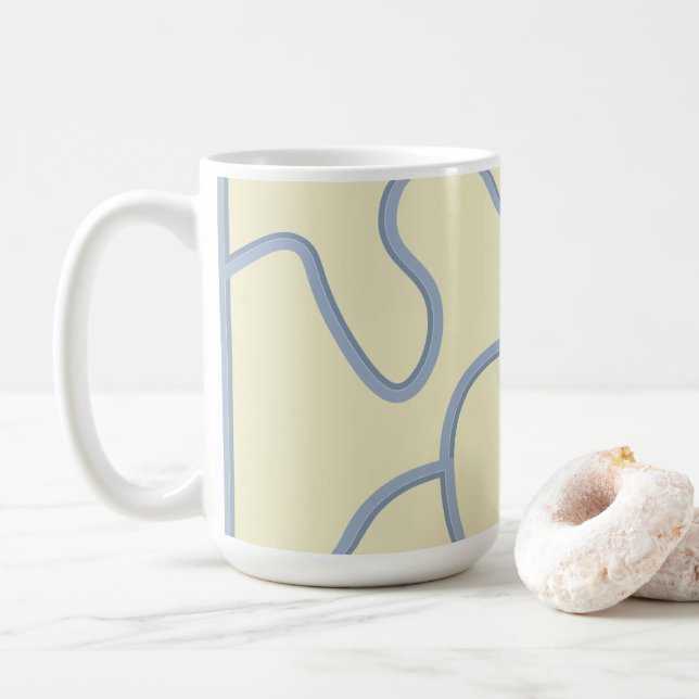 Minimalistisk pastellgult och violett abstrakt kaffemugg (Med munk)