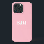 Minimalistisk pastellrosa, vit anpassningsbar, mon<br><div class="desc">Minimalistisk Anpassningsbar,  monogram namn pastel rosa och vit iPhone 11 Fodral</div>
