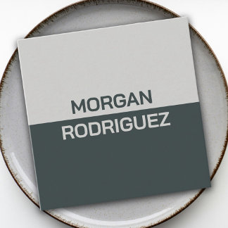 Minimalistisk pastellsage-grönt grått modern QR-ko Fyrkantigt Visitkort