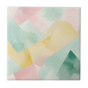 Minimalistisk pastellvattenfärg med geometriska fo kakelplatta