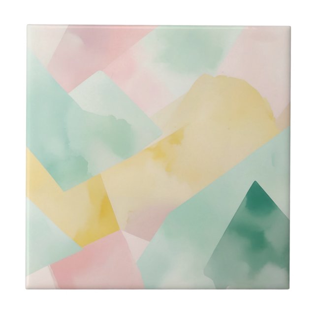 Minimalistisk pastellvattenfärg med geometriska fo kakelplatta (Framsidan)