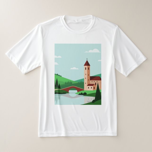 Minimalistisk pastorallandskap t shirt (Laydown)