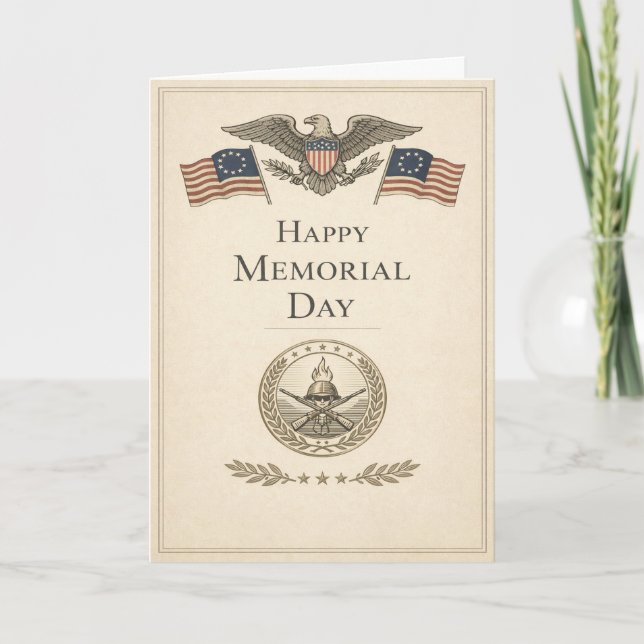 Minimalistisk patriotisk minnesdag kort (Framsida)