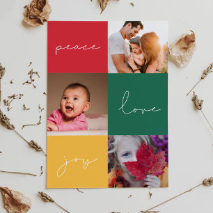 Minimalistisk Peace Joy 3 Photo Collage Kärlek Julkort