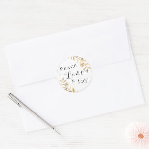 Minimalistisk Peace Kärlek Joy White Runt Klistermärke