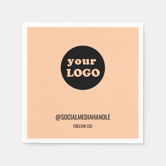 Minimalistisk Peach Anpassningsbar Business-Logoty Pappersservett (Framsidan)