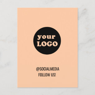 Minimalistisk Peach Anpassningsbar Business-Logoty Vykort