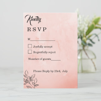 minimalistisk Peach Botanisk RSVP-kort