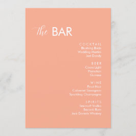 Minimalistisk Peach Bröllop Drinks Pub Meny