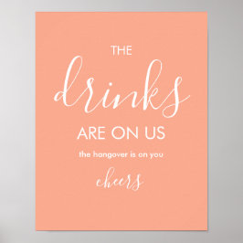 Minimalistisk Peach Funny Bröllop Open Pub Poster