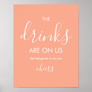 Minimalistisk Peach Funny Bröllop Open Pub Poster