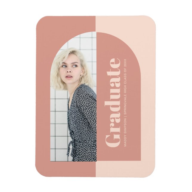 Minimalistisk Peach Rosa Arch Photo Studenten Anno Magnet (Vertikal)