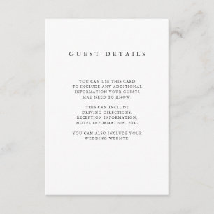 Minimalistisk pensel Faux Guld Guest Information Tilläggskort