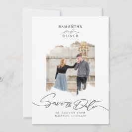 Minimalistisk penseldrag fotoram Spara datum Inbjudningar