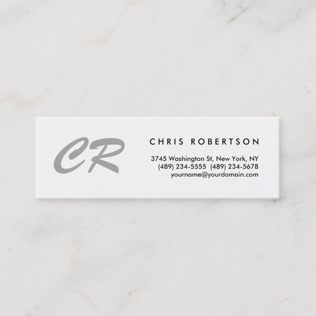 Minimalistisk penselskriptmonogram mini visitkort (Framsida)