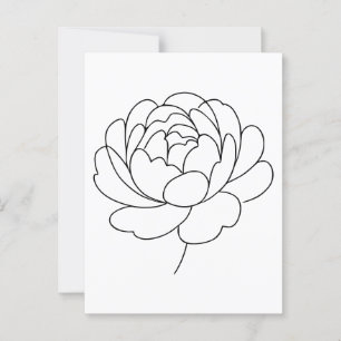Minimalistisk Peony Bloom Line Art Vykort