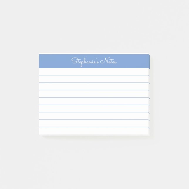 Minimalistisk Periwinkle Blue Lining-Personlig Post-it Block (Framsida)