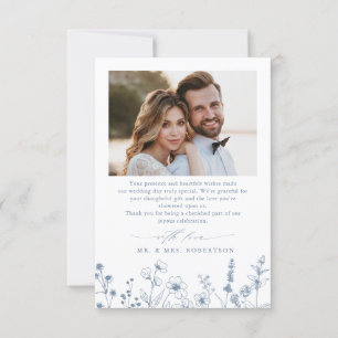 Minimalistisk Periwinkle Wildblomfoto Bröllop Tack Kort