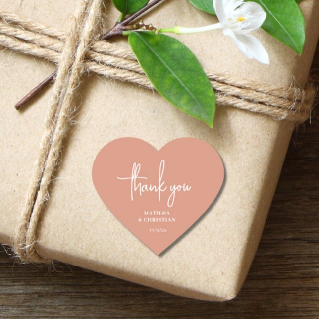 Minimalistisk persiko Bröllop Hjärtformat Klistermärke (Skapare uppladdad)