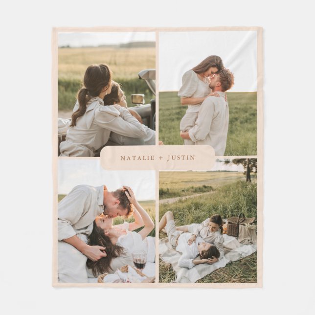 Minimalistisk Personlig 4 Samla foton Fleecefilt (Framsidan)